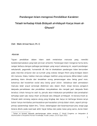 Celakalah bagi orang yang jahil untuk tidak belajar. Pdf Pandangan Islam Tentang Pendidikan Karakter Tela Ah Terhadap Kitab Bidayah Al Hidayah Karya Imam Al Ghazali