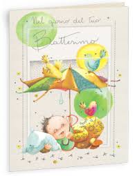 Biglietto D Auguri Per Battesimo Un Bebe Sotto L Ombrello Illustrato Con Gli Acquerelli Baptism Greeting Card Biglietti Di Auguri Battesimo Biglietto