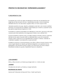 Documentos, accesos y links a información relevante con referencia a la educacion fisica. Proyecto Recreativo Aprender Jugando Deportes Psicologia