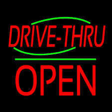 Led drive thru and lane signs direct traffic to open lanes and roads. Drive Thru Block Open Green Line Neon Sign Neonsignau Com