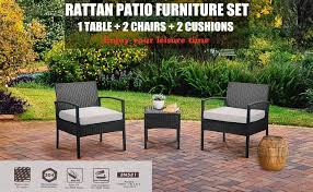 Price reduced from $1,199.99 to $839.99. Pcafrs Patio Furniture Set 3 Pcs Outdoor Chairs 3 Set Outdoor Wicker Rattan Conversation Set With Coffee Table Chairs Thick Cushions Conversation Chair Set For Garden Porch Poolside Grey Today News Post