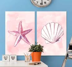 Seashell wall decal beach wallpaper ocean shells removable sea conch fish, g40. Conch Shell Nautical Canvas Print Tenstickers
