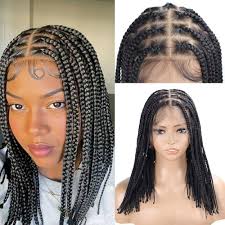 Amazon.com : Vecago 12 inch Single Full Lace Braided Wigs for Black Women,  360 HD Lace Knotless Short Box Braid Wigs with Baby Hair Black Synthetic  Braid Wig : Beauty & Personal Care