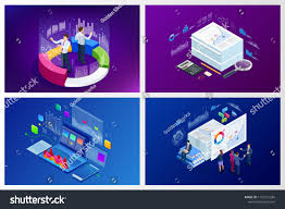 Isometric Web Banner Data Analisis And Statistics Concept Vector Illustration Business Analytics Data Visuali In 2020 Web Banner Isometric Graphic Design Photography