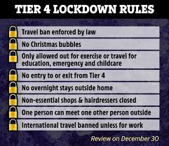 People under tier 3 restrictions are also being discouraged from travelling without a reasonable excuse. 8l8u Lp8knaxcm