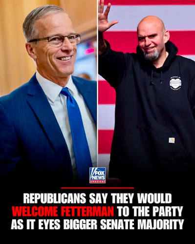 NEW: Republicans say they'd happily welcome Sen. John Fetterman to the GOP  if he ever decides to leave the Democratic Party. Senate Majority Leader  John Thune says the Pennsylvania Democrat would be