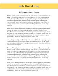 Informative Essay Examples Samples Outline To Write An A With 500 Word Essay Template Informative Essay 500 Word Essay Essay Examples