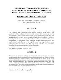Pdf Membedah Otonomi Desa Di Riau Studi Awal Menelusuri Jejak Otonomi Daerah Pasca Reformasi Di Indonesia