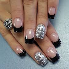 Shiny black acrylic nails designs. Black French Acrylic Nails Fmag Com