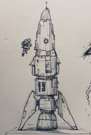 Another Rocket Spacecraft Sketch 109 365 Sketchbook Doodle Design Drawing Draw Ink Inksksetch Con Rocket Art Rocket Drawing Anime Drawings Sketches
