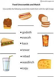 Food Unscramble Worksheet Morskie Oboi