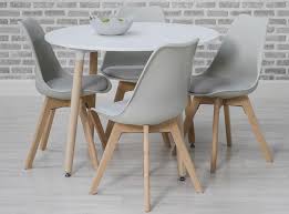 Wooden dining room chairs are strong, stable and designed to last. Urban Round Dining Table And 4 Chairs White And Grey Cfs Furniture Uk