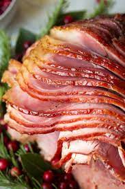 Close Up Image Of Honey Baked Ham Slices Cooking Spiral Ham Honey Baked Ham Recipes With Cooked Ham