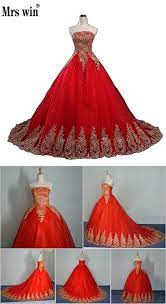 2018 New Ball Gown Lace Tulle Red Wedding Dress With Tail Chinese Pattern Style Cheap China Embroide Red Wedding Dress Ball Gowns Wedding Dress Fabrics