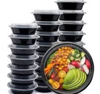 24oz Black Meal Prep/ Bento Box Disposable Round Container ...