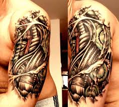 Half sleeves tattoos opt either on just one arm or both upper arms. Biomechanical Tattoo Half Sleeve Tattoo Models Designs Quotes And Ideas