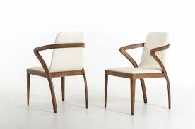 Modrest Falcon Modern Walnut And Cream Dining Chair Set Of 2 Vgcsch 13068set 2 Midcentury Modern Dining Chairs Dining Chairs Mid Century Upholstered Dining Chair