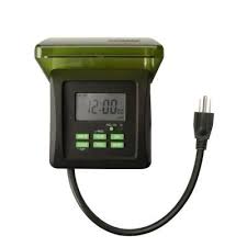 Woods 7 Day Digital Outdoor Heavy Duty Timer 2 Outlet Black 50015 The Home Depot Outlet Timers Digital Timer Lights Timer