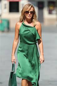 Amanda holden is never afraid of amanda holden got caught in the wind as she flaunted her senational figure in a pink dress in view images and find out more about julien macdonald spring summer 2018 show at getty images. Amanda Holden In Green Satin Dress