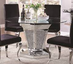 Round mirrored dining table mirrored dining table set mirror dining table set stunning ideas mirrored room tables interior design glass mirrored dining. Noralie Mirrored Clear Glass Round Dining Table By Acme