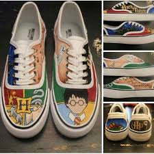 Harry Potter Shoes Custom Hand Painted Hogswart Visit Www Facebook Com Loveleyni To Order Yours Harry Potter Shoes Painted Shoes Diy Painted Canvas Shoes
