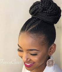 Braided Updo With Center Braid Black Hair Updo Hairstyles Braided Hairstyles Updos For Medium Length Hair