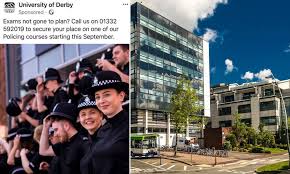 We hope to have this back up and running soon. Derby University Apologises For Ad Suggesting Students Do Policing Course If They Fail Their Exams Daily Mail Online