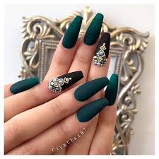 Black And Teal Stiletto Nails Forest Green Nails Matte Nails Design Coffin Nails Matte Green Nails