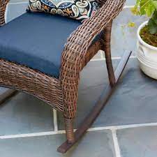 Get free shipping on select items. Hampton Bay Cambridge Brown Wicker Outdoor Patio Rocking Chair With Cushionguard Midnight Navy Blue Cushions 65 17148br The Home Depot