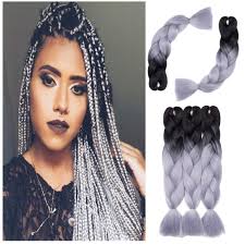Secure the braid by tying a rubber band at the roots. Amazon Com Ombre Jumbo Braiding Hair 24 Inch Jumbo Braid Hair Extensions Jumbo Box Braids Crochet Hair Long For Women Kids Diy High Temperature Synthetic Fiber 2 Tones Black Silver Grey 5 Bundles Beauty