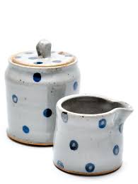 Polka Dot Cream Sugar Set Leif Cream And Sugar Modern Pottery Ceramic Tableware