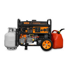 Dual fuel generators are becoming increasingly popular. Wen 11 000 8 300 Watt 120v 240v Dual Fuel Gasoline And Propane Powered Electric Start Portable Generator With Wheel Kit Df1100 The Home Depot Portable Generator Rv Hacks Generator