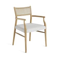 Oak Rattan Back Cushioned Armchair Wisteria White Leather Dining Chairs White Leather Armchair Oak Chair