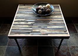 Each piece is one of a kind. Amazon Com 48 X 48 X 18 Square Mosaic Barnwood Coffee Table With Industrial Pipe Legs Handmade