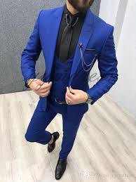 Looking to add another stylish blue suit to your wardrobe? Royal Blue Wedding Tuxedos Peaked Lapel Mens Business Suit Groomsmen Suits Jacket Pants Vest Tie Dinner Jacket Shirt Formal Dresses Mens From Yymdress 70 Fashion Suits For Men Prom Suits