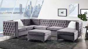 With the unlimited possible options, bois living room collection by acme furniture features a soft upholstery velvet, tight back and seat cushion. Acme 57370 5 Pc Rosdorf Park Bois Gray Velvet Fabric Modular Sectional Sofa Tufted Backs