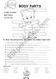 Help your preschooler learn the parts of the body with a body parts worksheet. Body Parts Esl Worksheet By Cilkaz