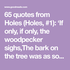 The bark on the tree was as soft as the sky. 65 Quotes From Holes Holes 1 If Only If Only The Woodpecker Sighs The Bark On The Tree Was As Soft As The Skies While T Quotes Louis Sachar Book Quotes