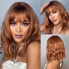 Ginger Synthetic Wigs Wave Natural Bob Daily Hair Wigs for Women Heat  Resistant