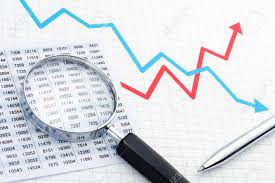 making graph analyzing data with magnifying glass chart graph