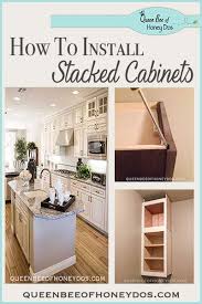 How To Install Stacked Cabinets Over Builder S Grade Installing Kitchen Cabinets Kitchen Renovation Kitchen Design Small