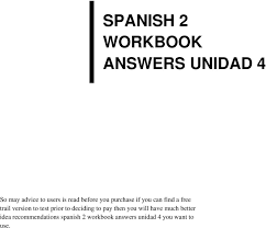 Workbook answer key © by vista higher learning. Spanish 2 Workbook Answers Unidad 4 Pdf Free Download