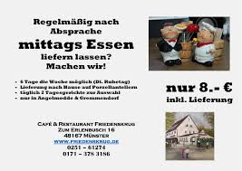 Essen außer haus ist auch irgendwann normal und bedeutet keinen aufwand mehr. Essen Ausser Haus Cafe Restaurant Friedenskrug In Munster