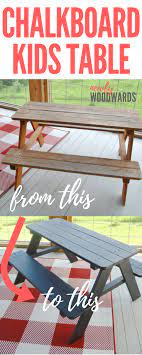 Painting A Picnic Table With Chalkboard Paint Newlywoodwards Diy Picnic Table Picnic Table Painted Picnic Tables