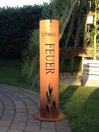Feuersaule Schwedenfeuer Metal Words Pillar Candles Metal