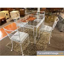 Woodard aluminum large mesh top set up oval umbrella dining table $1,049.00 $681.85 starting price. Vintage White Wrought Iron Patio Outdoor Dining Set