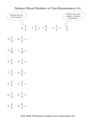 The Subtracting Mixed Fractions Like Denominators Renaming No Reducing A Math Worksheet Fractions Worksheets Subtract Mixed Numbers Subtracting Fractions