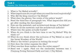 Kunci Jawaban Soal Bahasa Inggris Chapter 4 Task 2 Halaman 59 Taj Mahal Saifullah Id