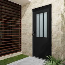 Poignée porte d'entrée leroy merlin. Porte D Entree Alu Atelier Essentiel H 215 X L 90 Cm Vitree Noir Poussant Droit Leroy Merlin