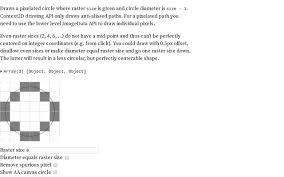 You can use the donatstudios pixel circle generator tool to make circles and ovals of any size. Pixelated Circle Jasper Observable